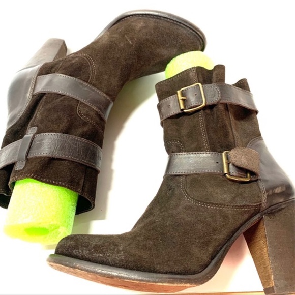 HUDSON LONDON Chocolate Suede Double Buckle Ankle Boots, 8 - Picture 5 of 6